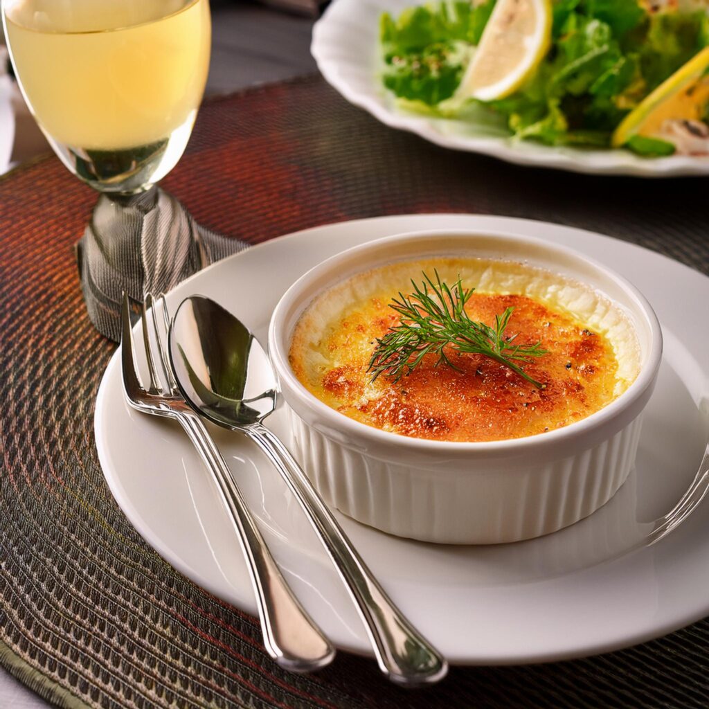 Perfect  gourmet crab brulee dish